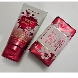 Bath and Body Works Cherry Blossom Soap Bar and body cream set of 2 New